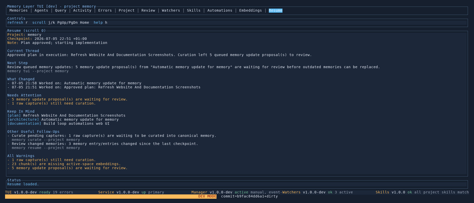 Resume tab